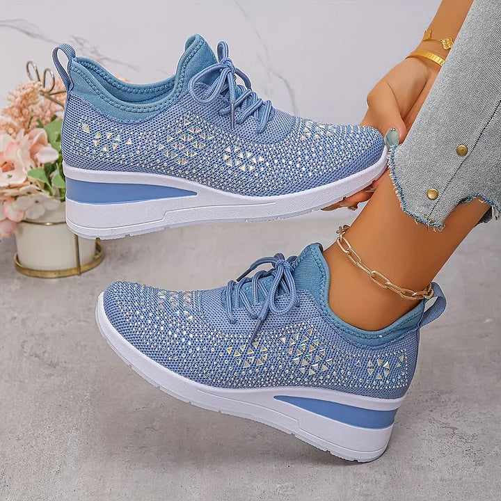 Rhinestone Orthopedic Arch Support Mesh Sneakers