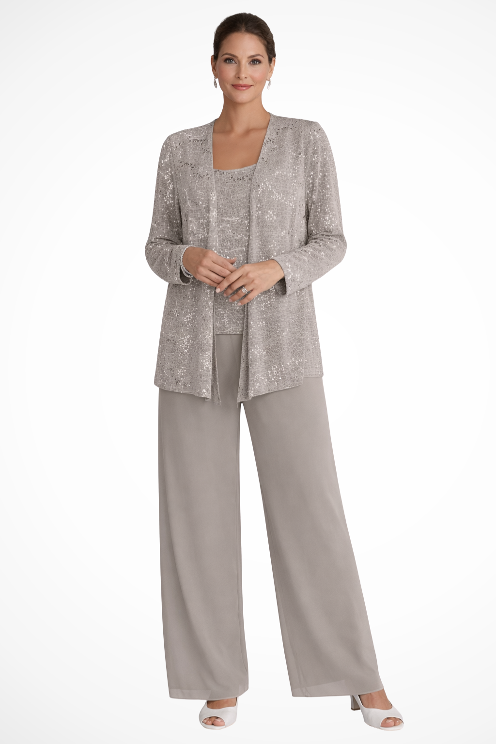 Three-Piece Formal Evening Set with Flowing Silhouette