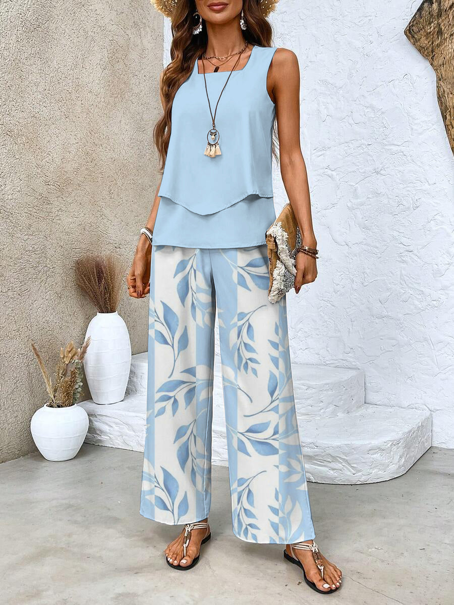 Flowy Sleeveless Two Piece Pant Set