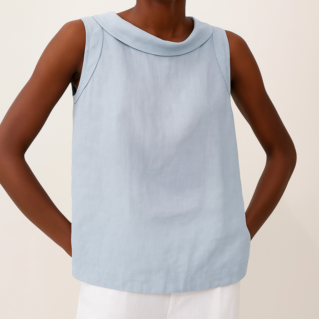 Rolled Collar Sleeveless Summer Top