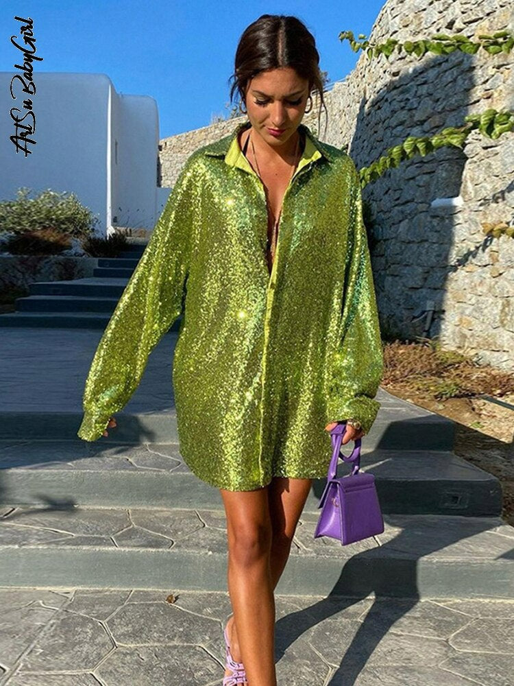 Oversized Glitter Detail Blouse
