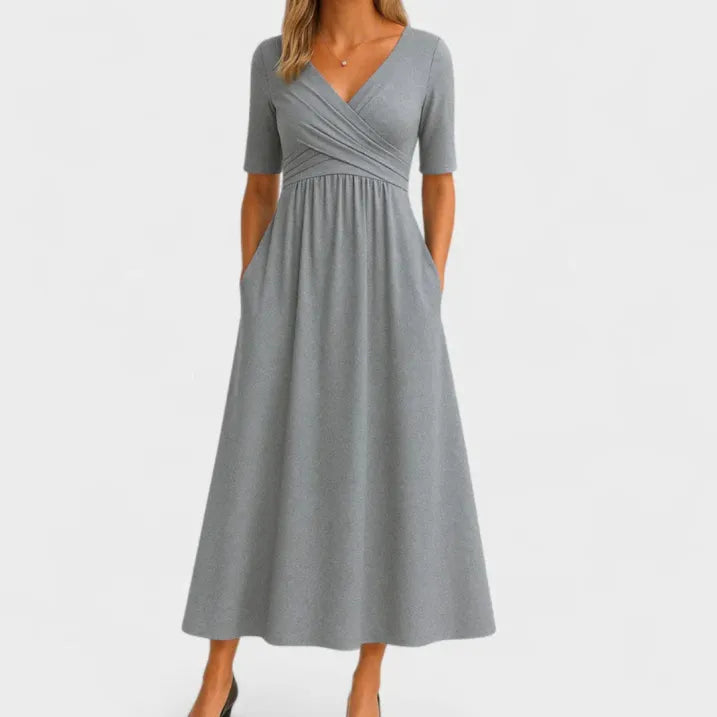 Flowy V-Neck Midi Dress for Special Occasions