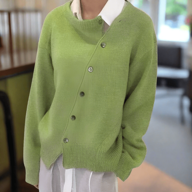 Relaxed Button Front Cardigan In Soft Breathable Knit