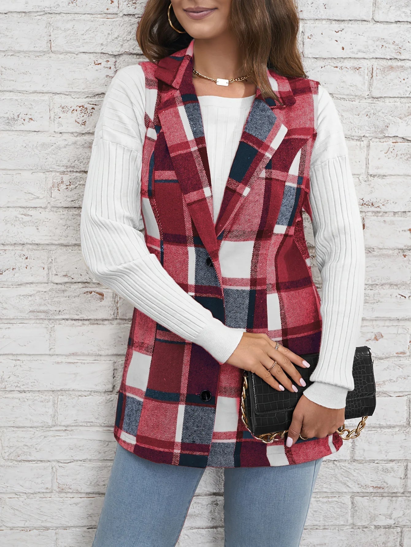 Drunelle Elegant Tailored Check Waistcoat