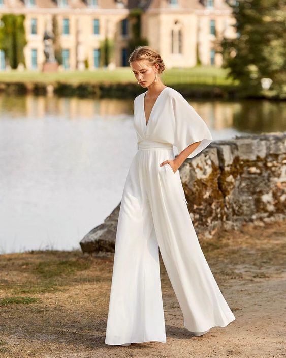 Wide Leg Linen Blend Evening Jumpsuit