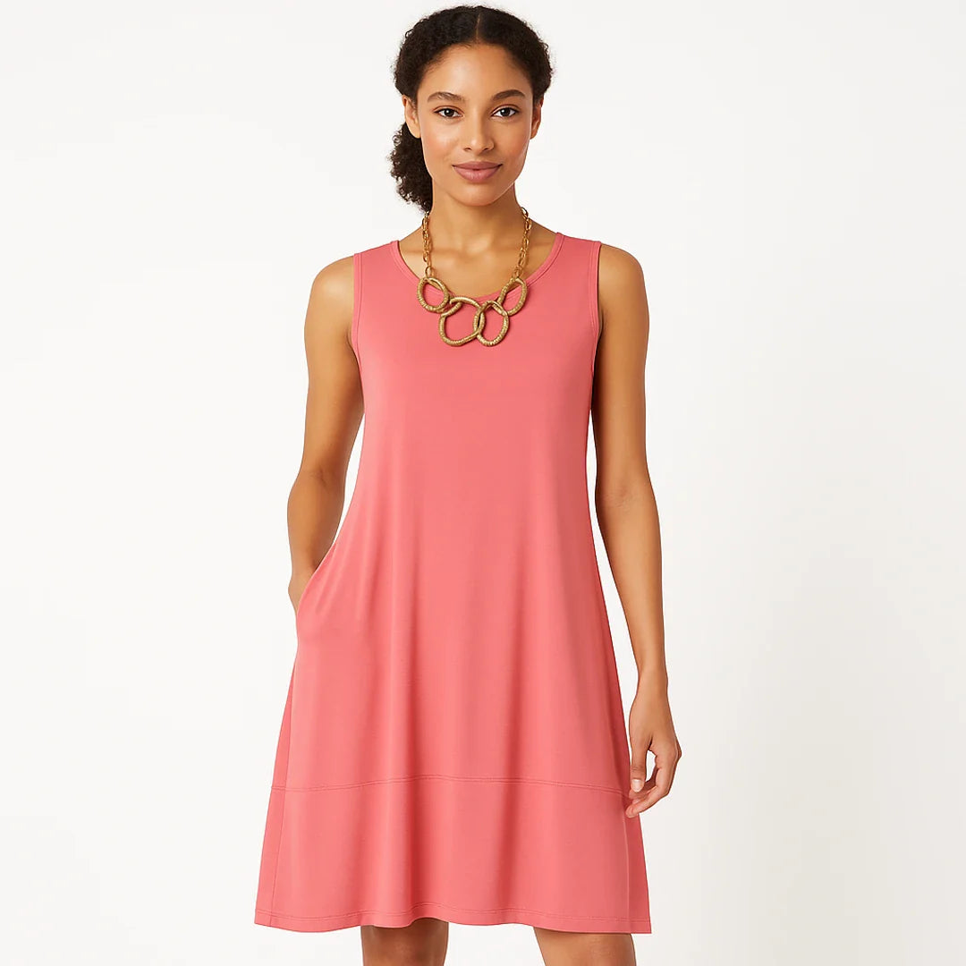 Women's Sleeveless Relaxed Midi Dress With Pockets