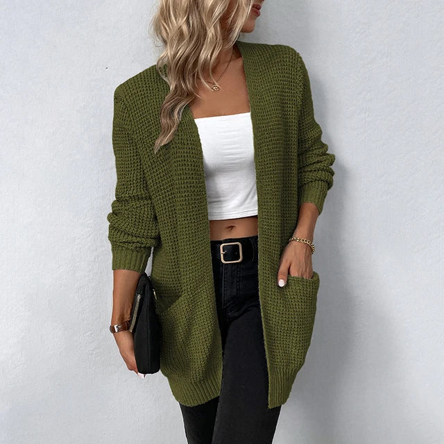 Soft Knit Cardigan With Two Front Pockets