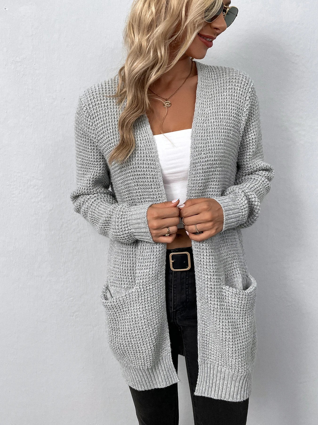 Soft Knit Cardigan With Two Front Pockets