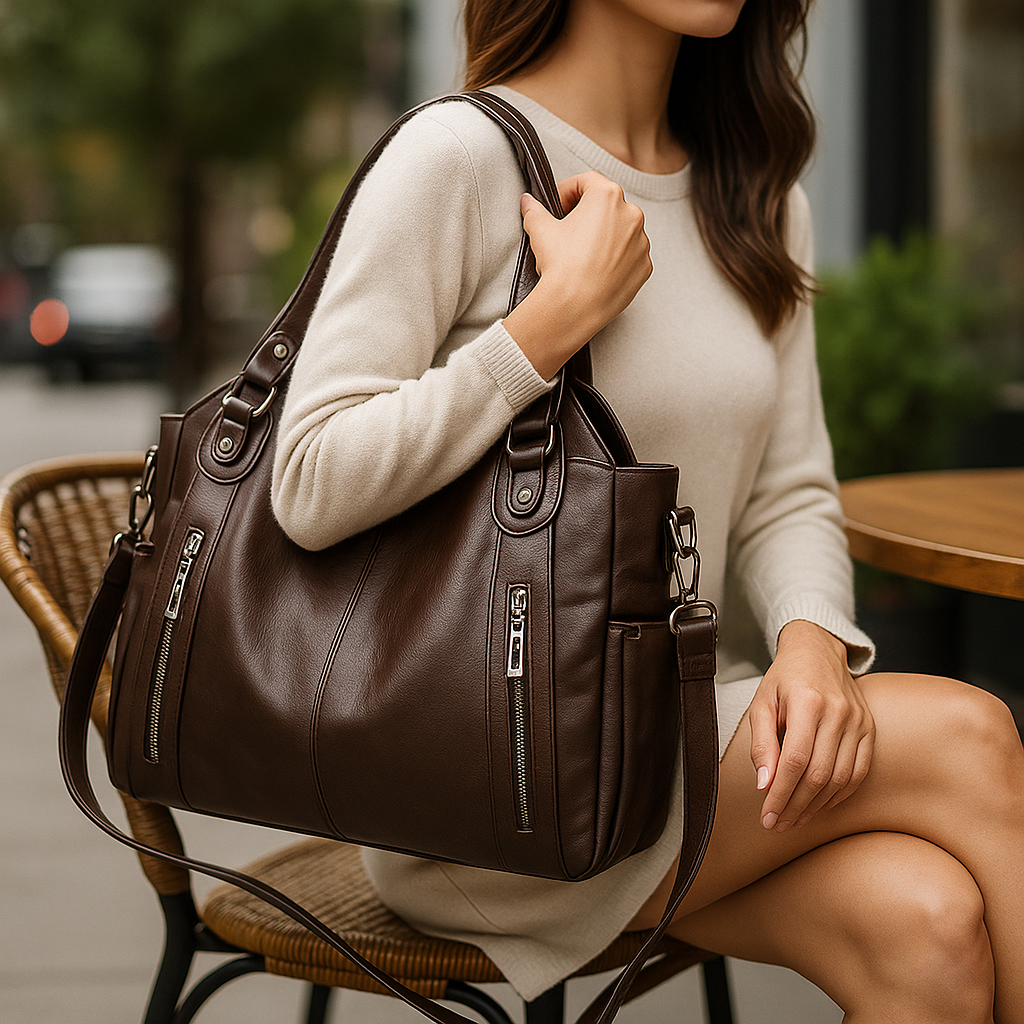 Minimalist Leather Tote Bag With Sturdy Handles