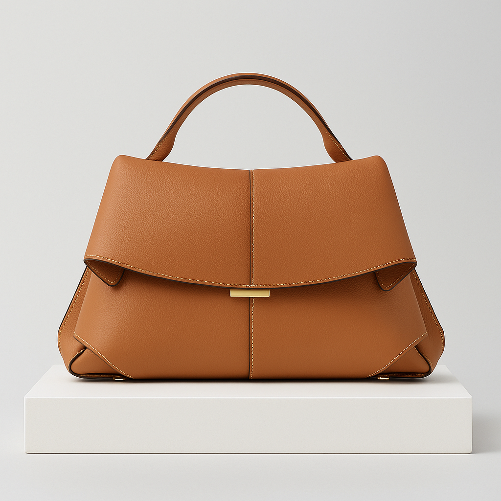 Compact Cowhide Leather Handbag for Women