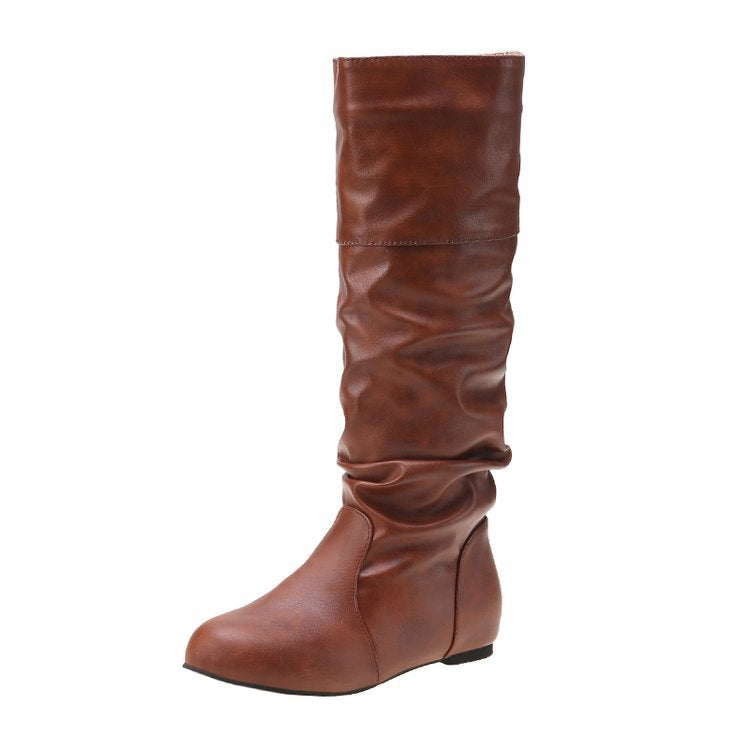 Pleated Block Heel Boots