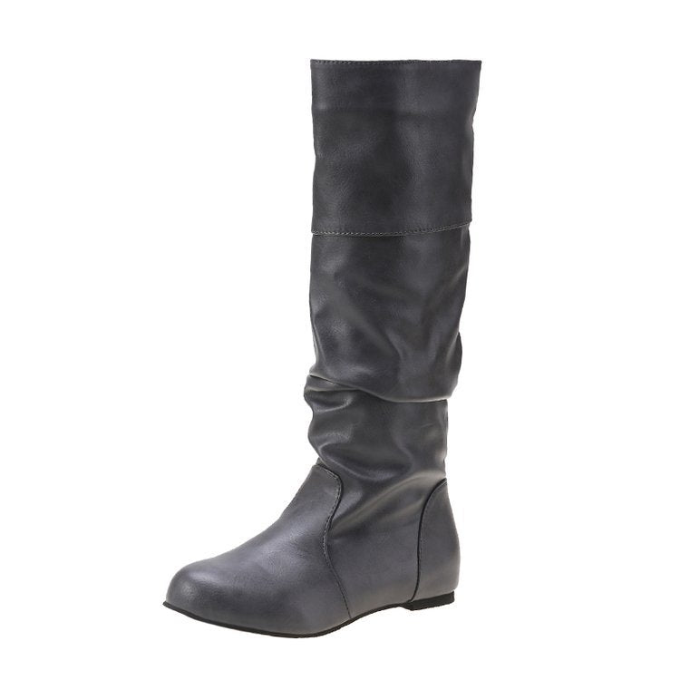 Pleated Block Heel Boots
