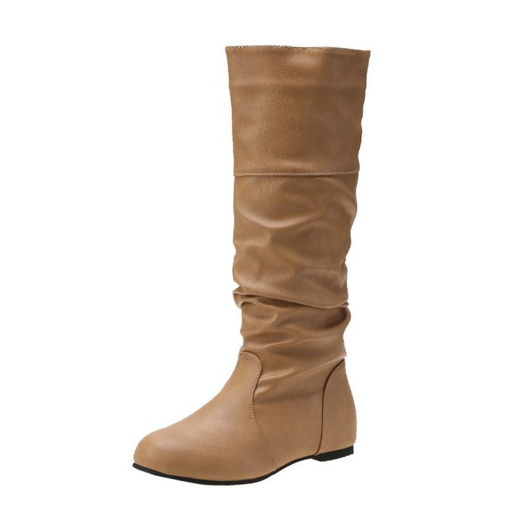 Pleated Block Heel Boots