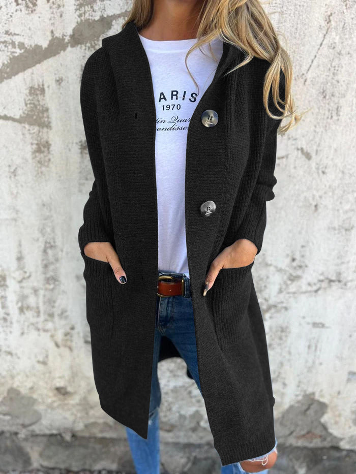 Draped Long Cardigan With Flowing Silhouette
