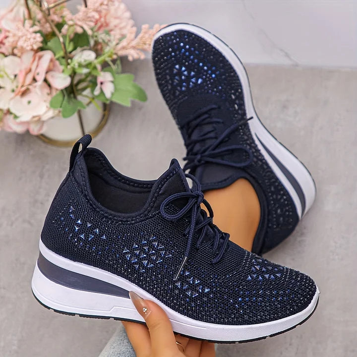 Rhinestone Orthopedic Arch Support Mesh Sneakers