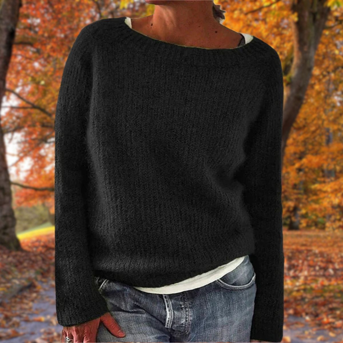 Crew Neck Knit Sweater in Relaxed Fit