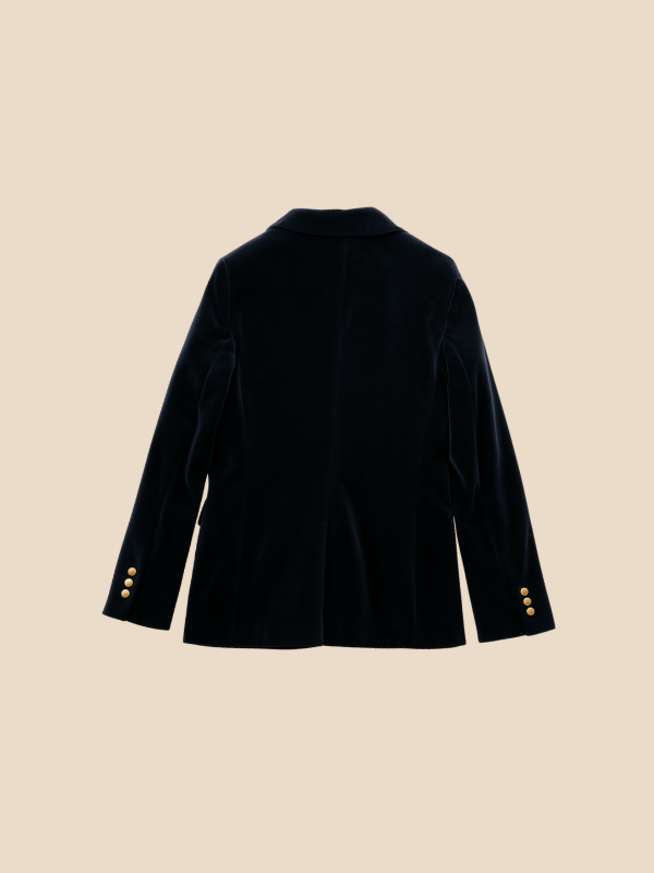 Velvet Blazer for Women – Burgundy with Gold Buttons