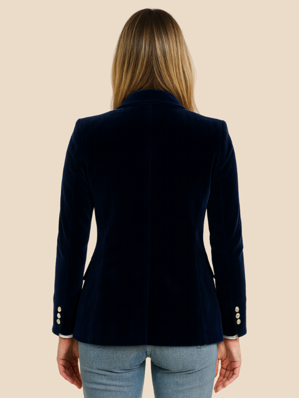 Velvet Blazer for Women – Burgundy with Gold Buttons