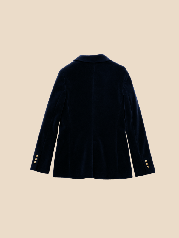 Velvet Blazer for Women – Burgundy with Gold Buttons