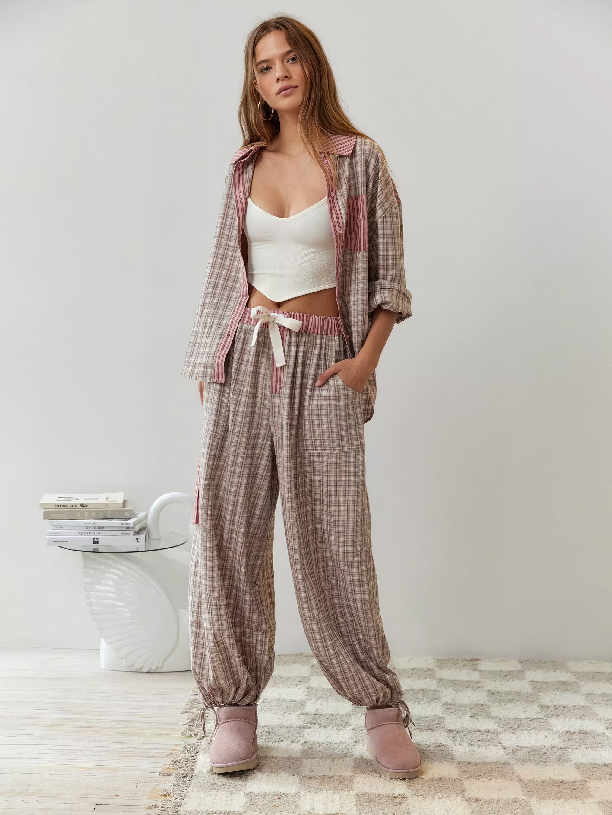 Two-Piece Satin Pyjama Set with Long Sleeves