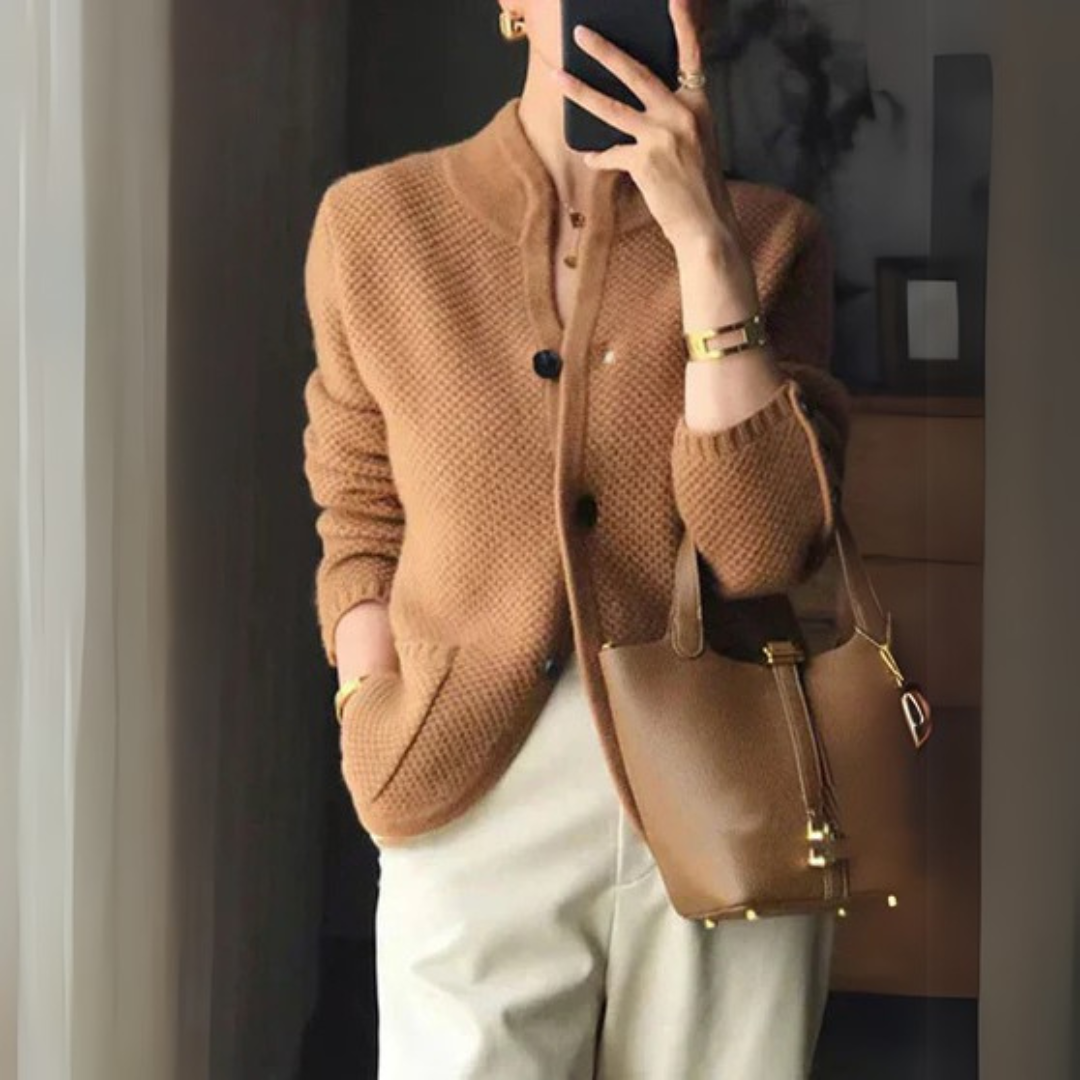 Relaxed Cardigan With Ribbed Cuffs And Button Placket