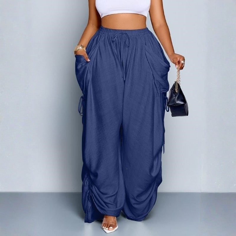 Drawstring Tie Wide Leg Trousers