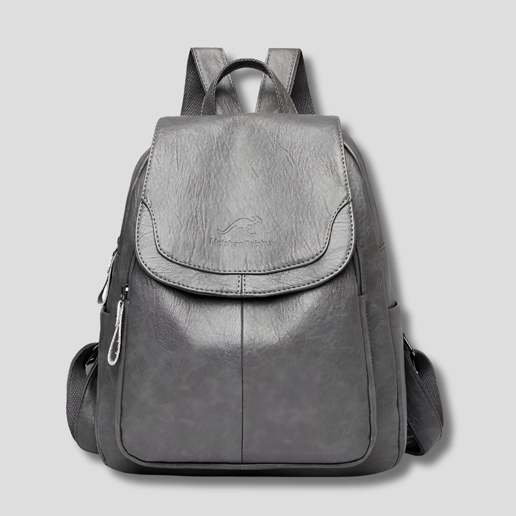 Anti-Theft Leather Backpack