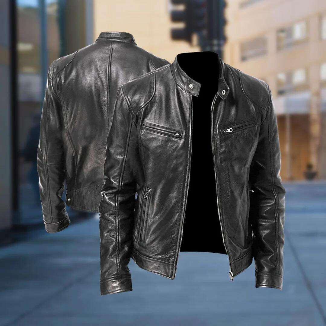 Men's Leather Bomber Jacket