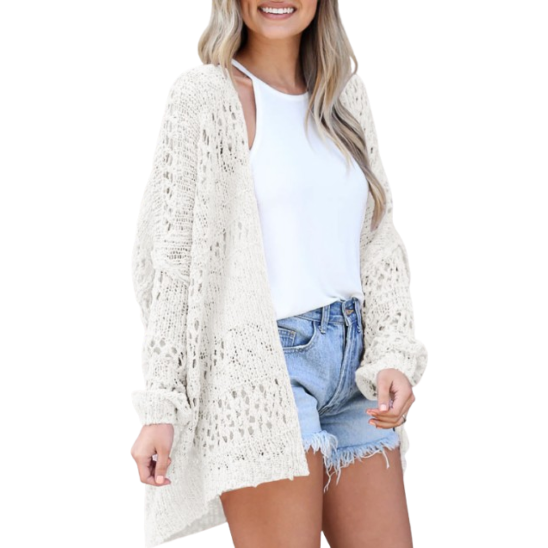 Oversized Open Knit Boho Cardigan For Summer