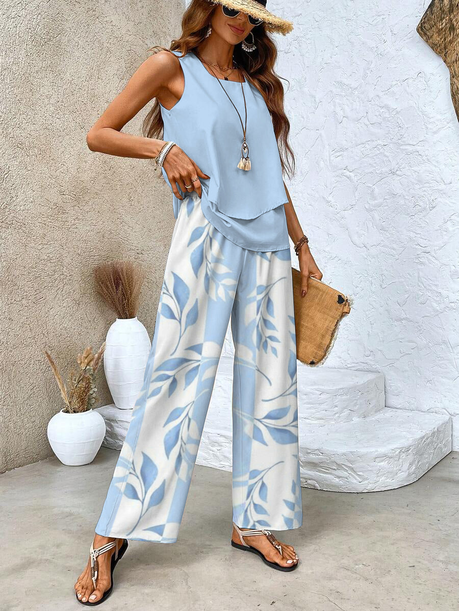 Flowy Sleeveless Two Piece Pant Set