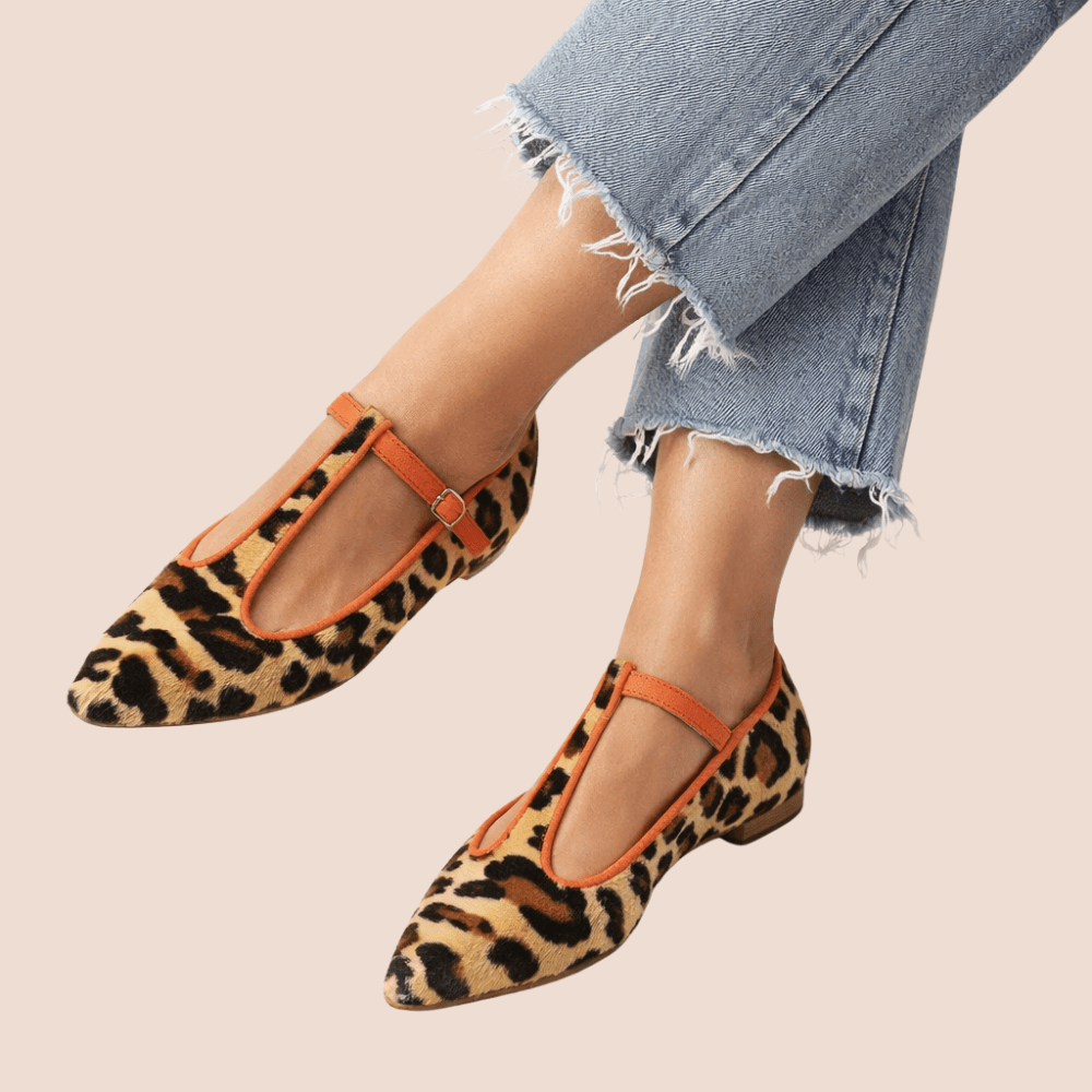 Bold Leopard Print T-Strap Flats