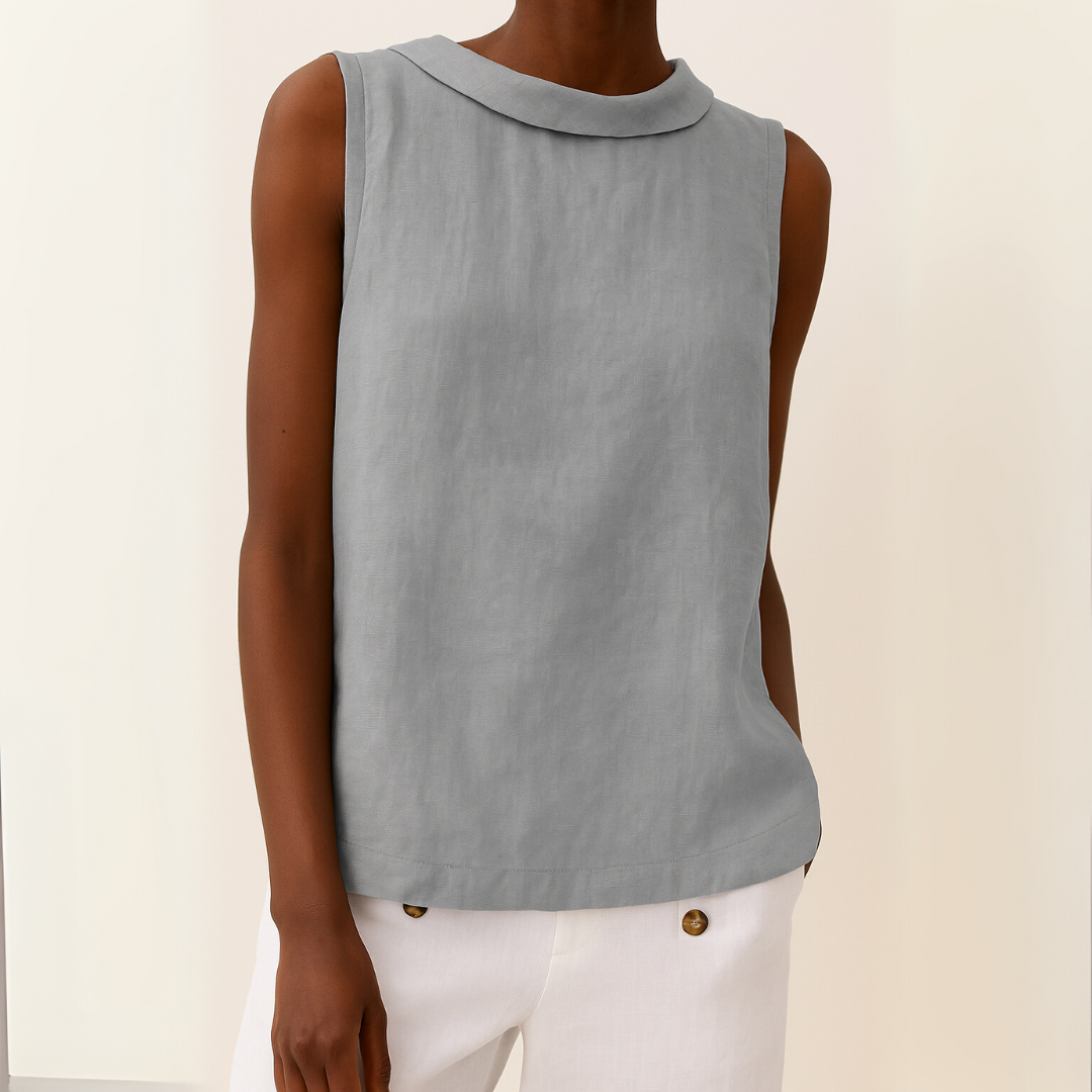 Rolled Collar Sleeveless Summer Top