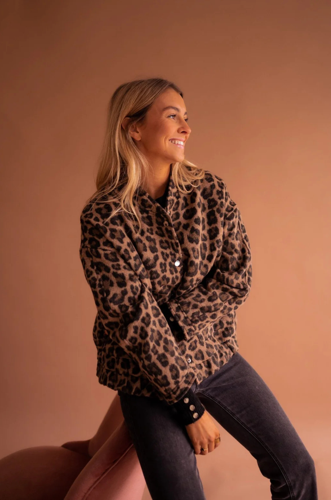 Leopard Print Lightweight Open Front Jacket