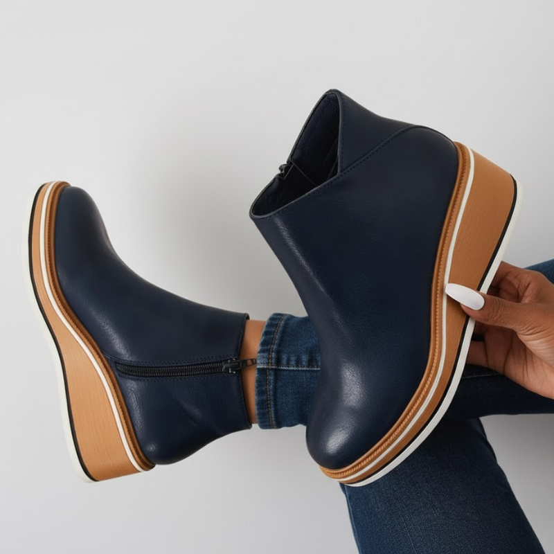 Veronica Leather Wedge Orthopedic Boots