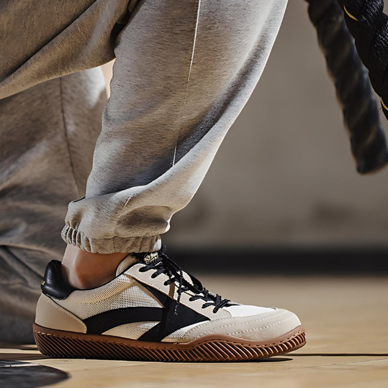 Suede Retro Sneakers With Shock Absorbing Sole