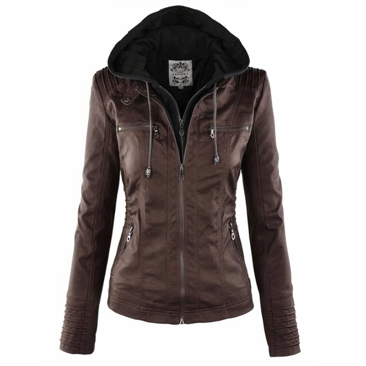 Removable Hood Quilted Sleeve Moto Jacket