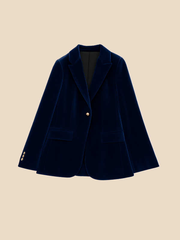 Velvet Blazer for Women – Burgundy with Gold Buttons
