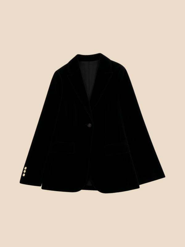 Velvet Blazer for Women – Burgundy with Gold Buttons