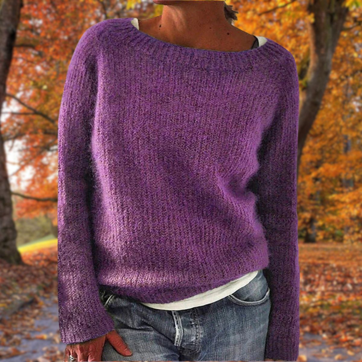 Crew Neck Knit Sweater in Relaxed Fit