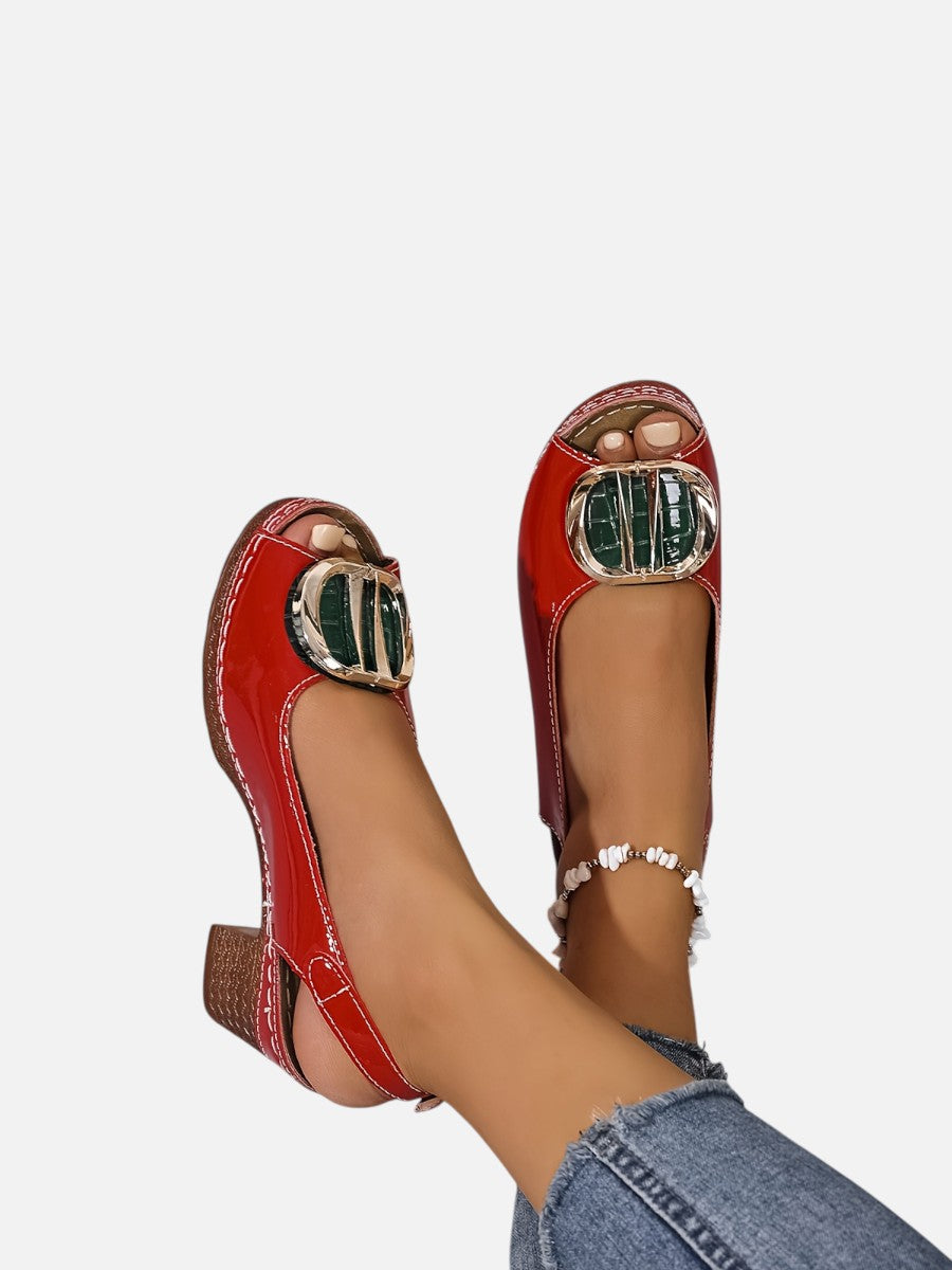 Glossy Comfort Strap Heels