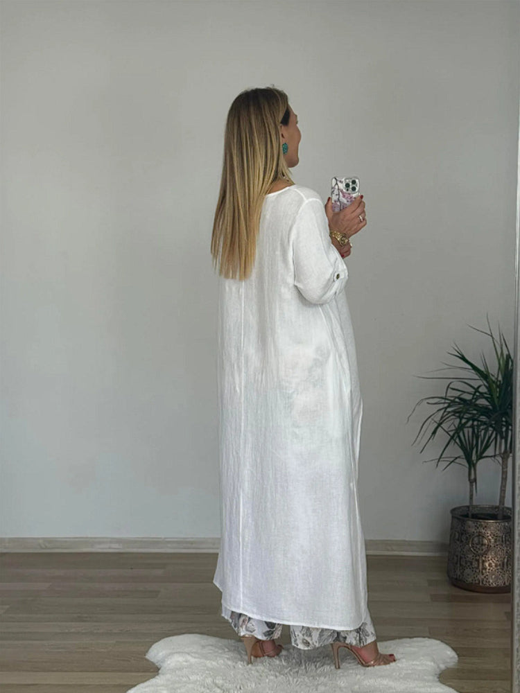 Long-Sleeve Top and Wide-Leg Pants Set
