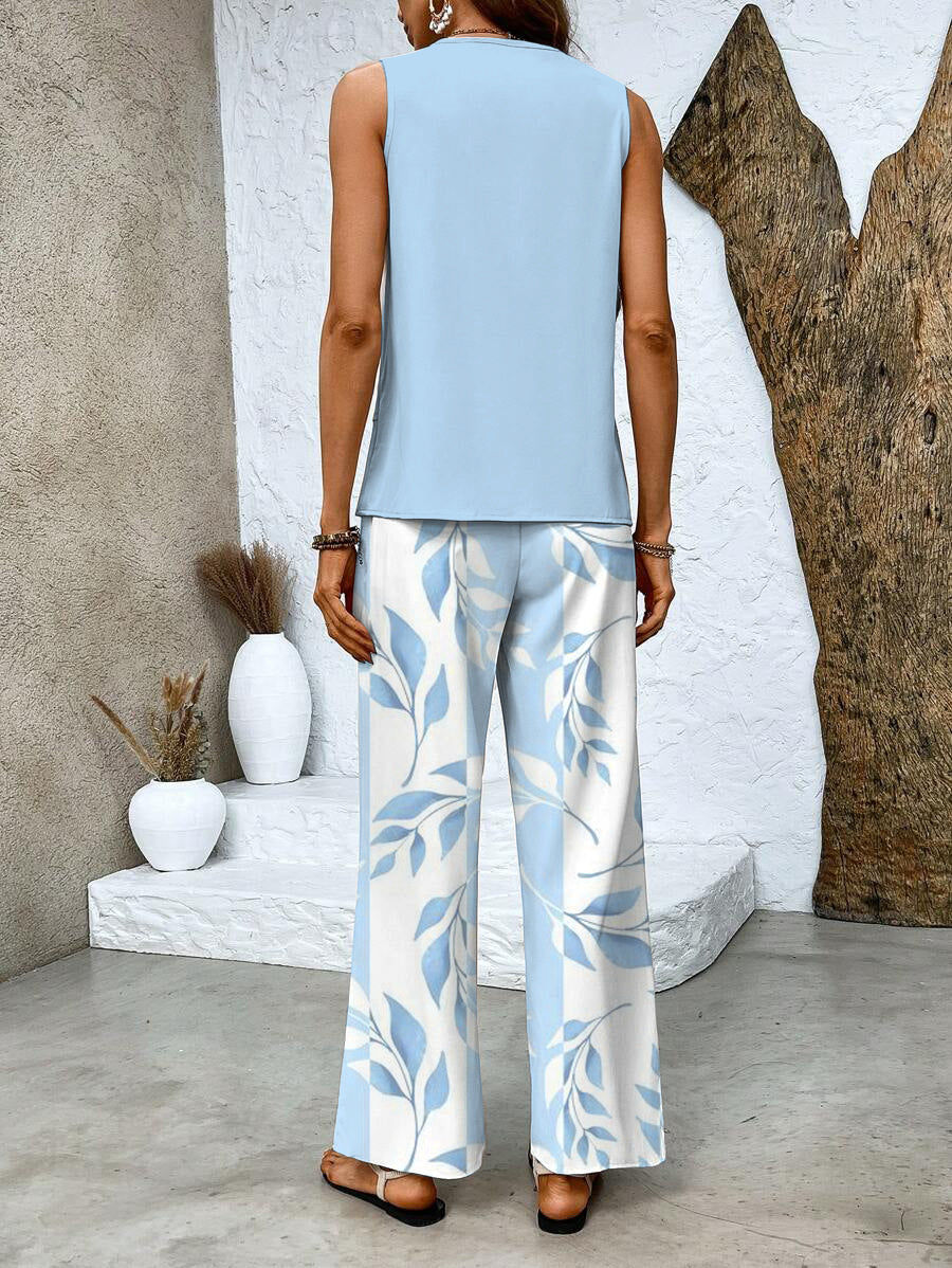 Flowy Sleeveless Two Piece Pant Set