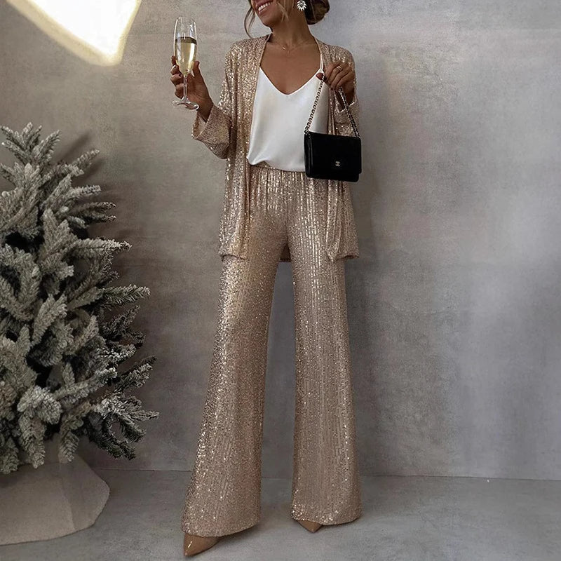 Sequin High Waist Two-Piece Set