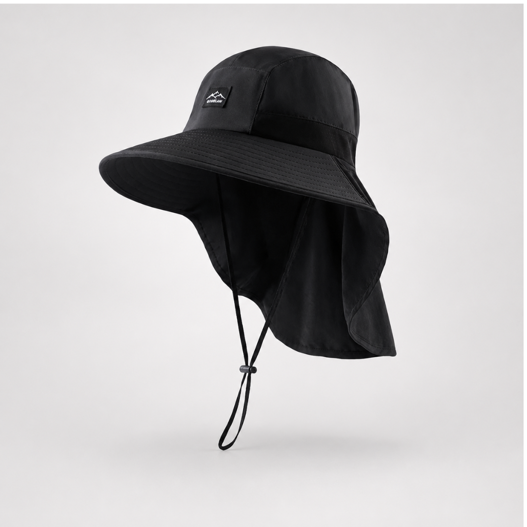 Wide Brim Sun Hat with Neck Flap and UV Protection