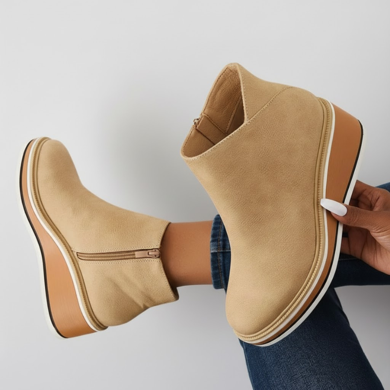 Veronica Leather Wedge Orthopedic Boots