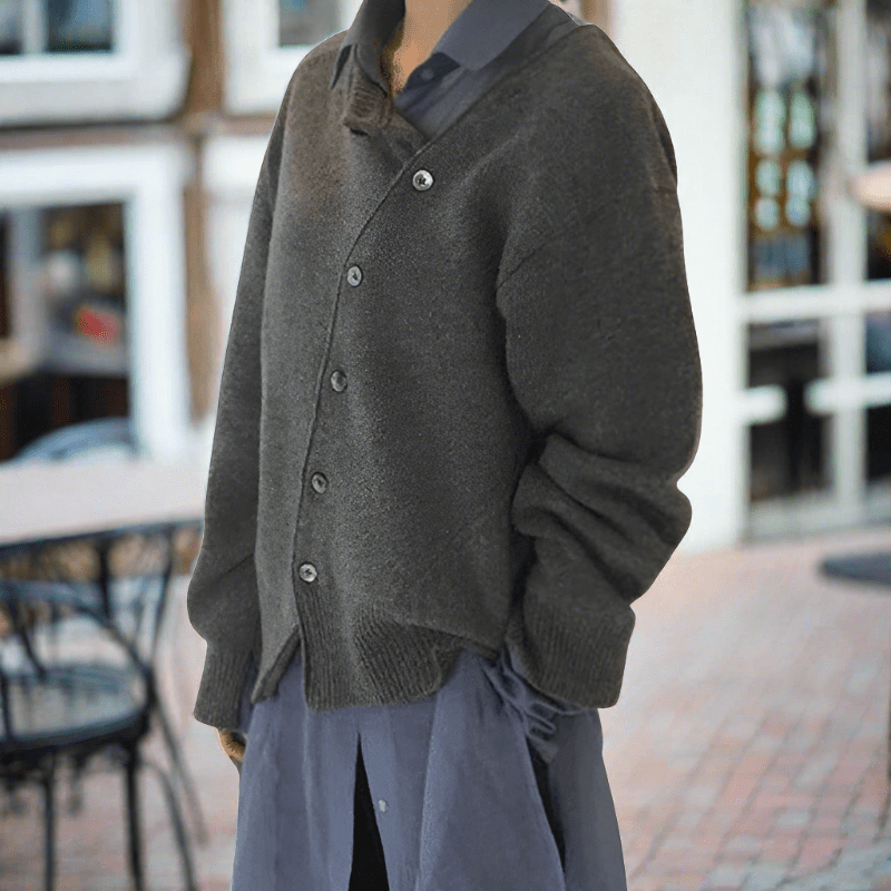 Relaxed Button Front Cardigan In Soft Breathable Knit