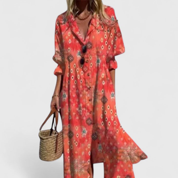 Paula Boho Maxi Dress with Long Sleeves