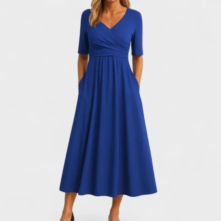 Flowy V-Neck Midi Dress for Special Occasions