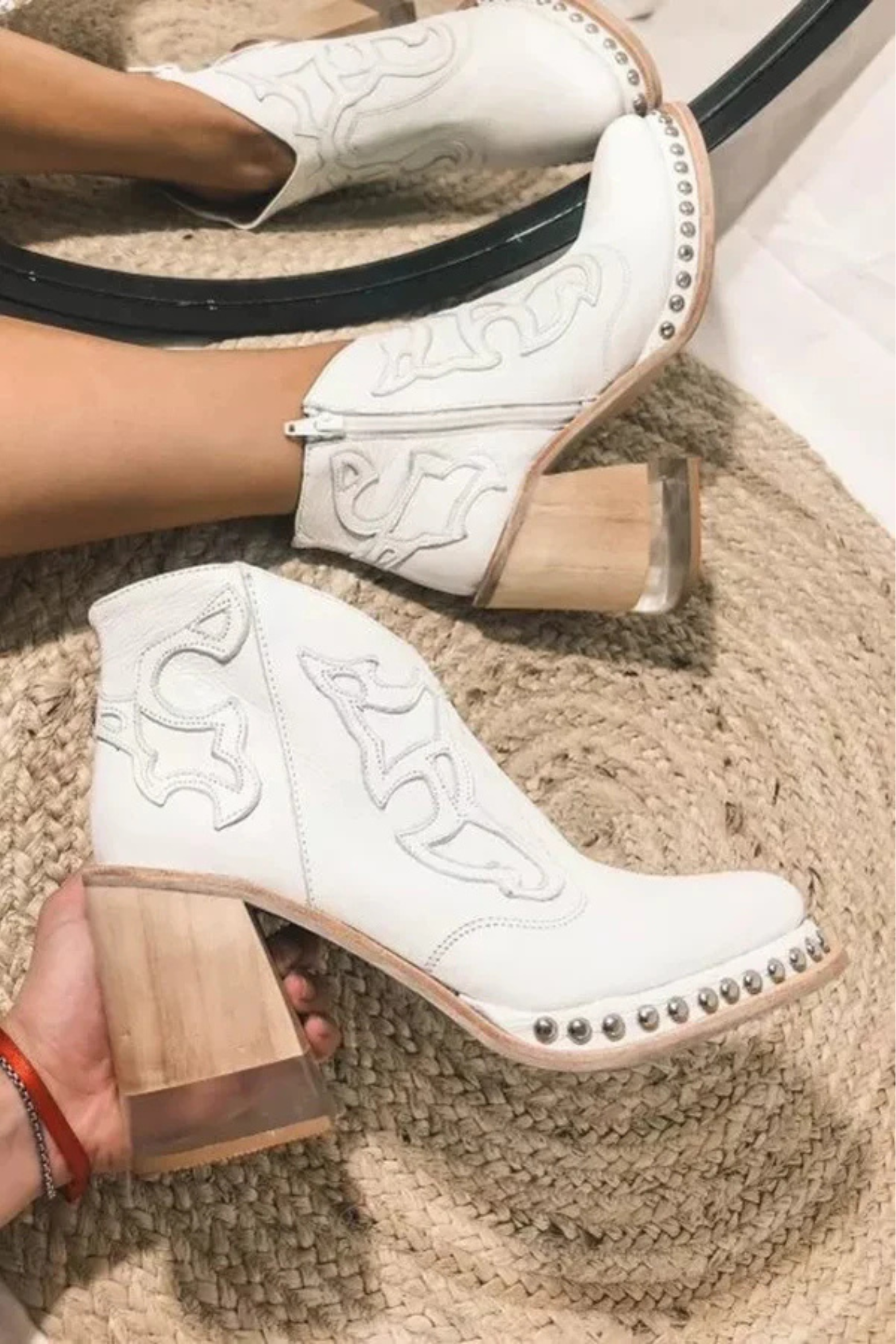 Crystal Embellished High Heel Boots
