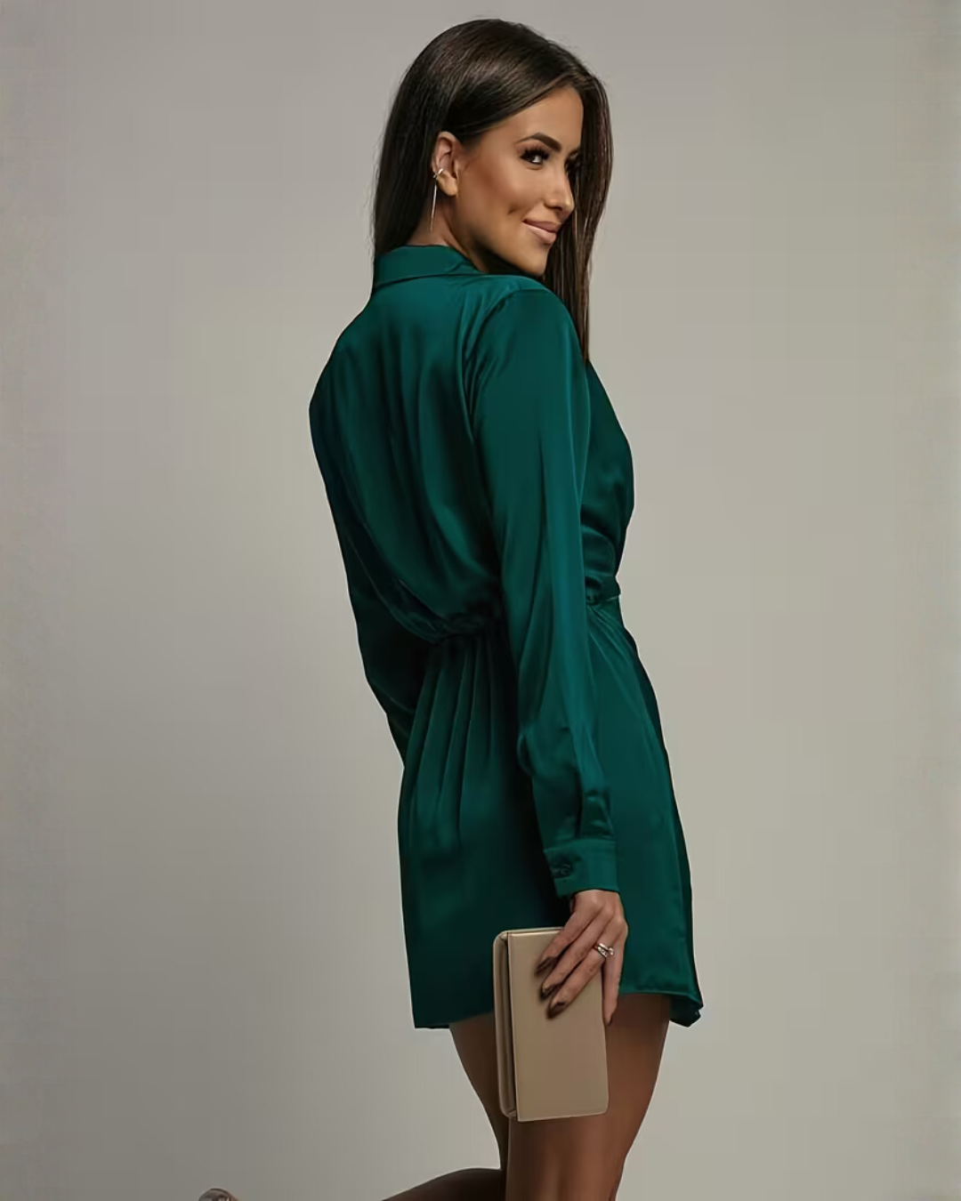 Bianca Morelli Satin Wrap Mini Dress